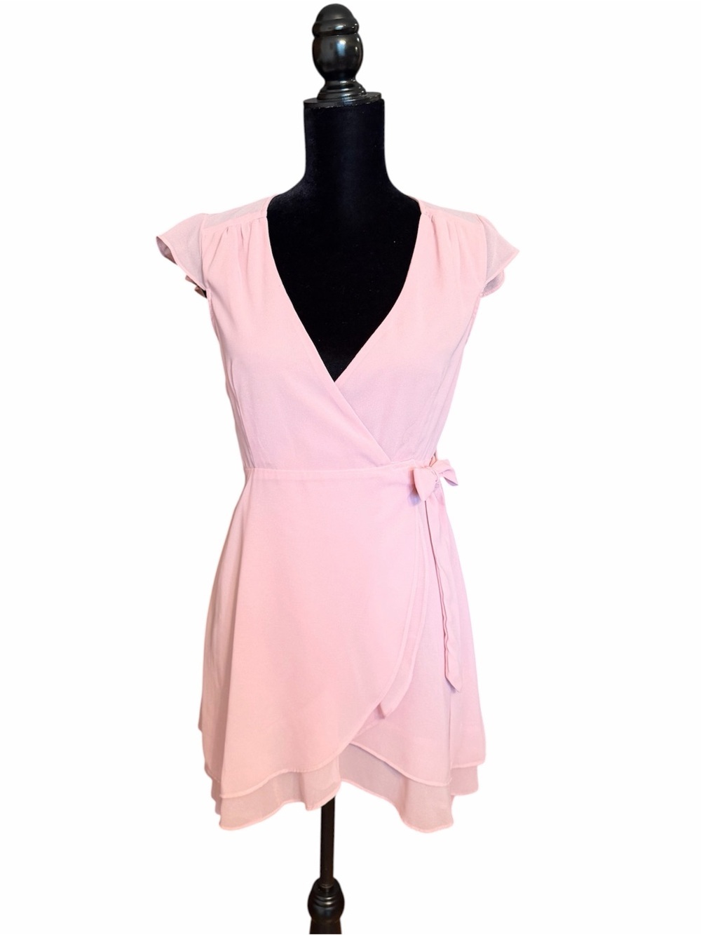 Magnolia Boutique Blush Pink Flutter Sleeve Ballerina Style Wrap Dress Size S
